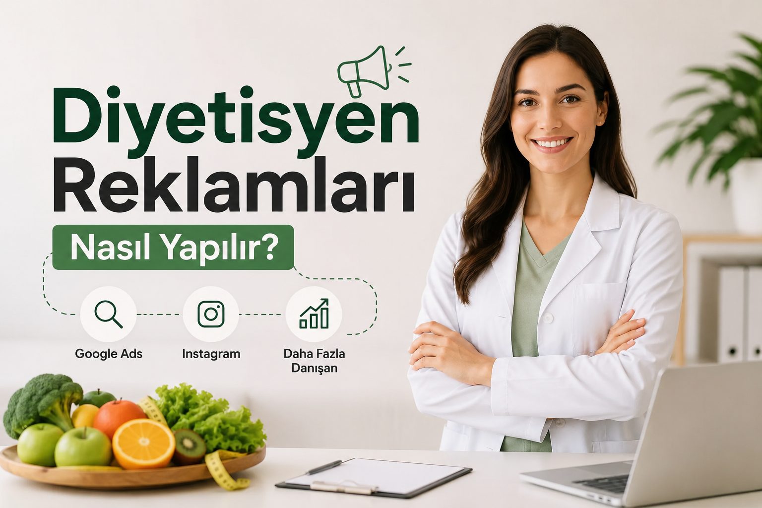 Diyetisyen reklamları nasıl yapılır: Google Ads ve Instagram ile danışan kazanan bir diyetisyenin çalışma masası